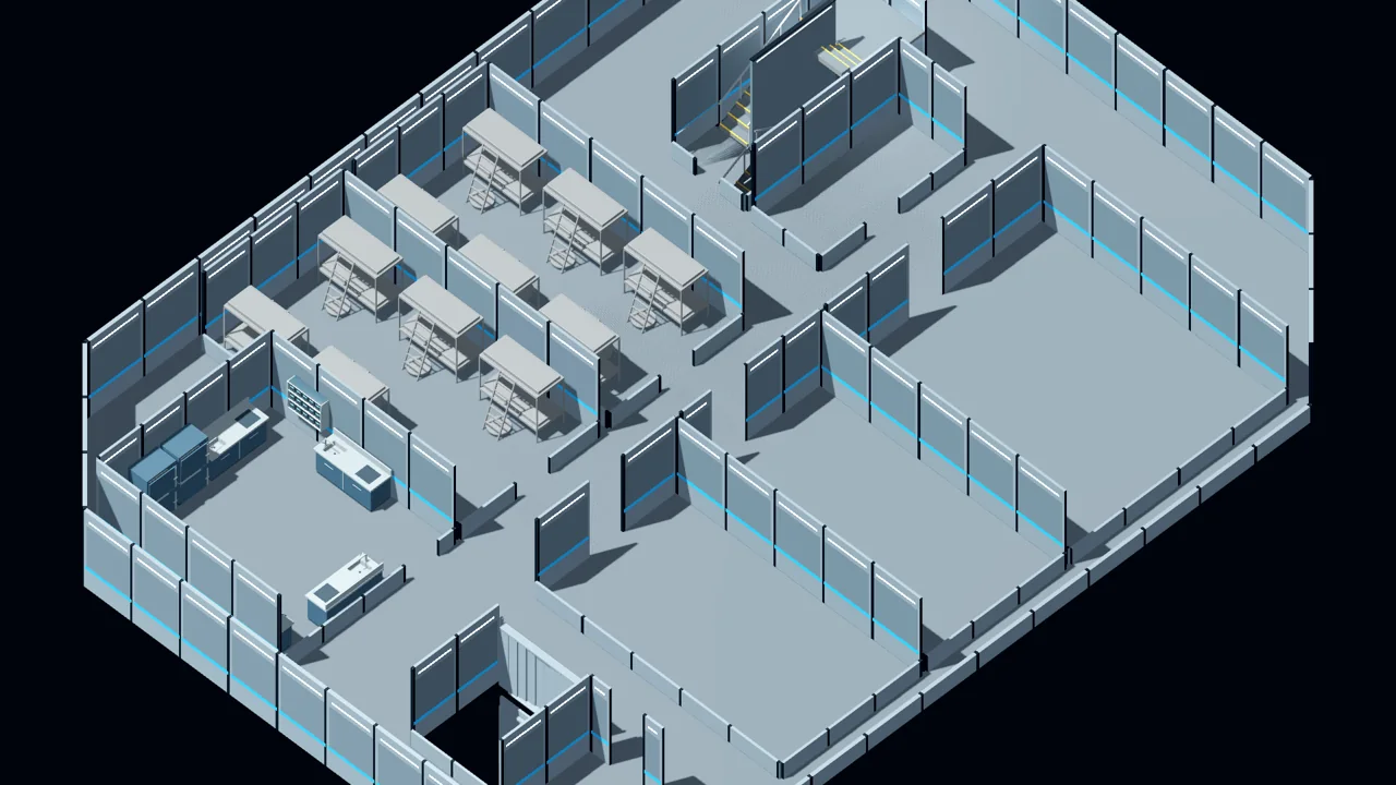 Two-high bunks, ladders and kitchenette fixtures in the prototype D3 berthing deck